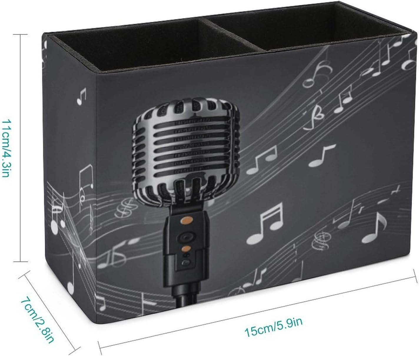Microphone With Music Notes Pen Holder Desk Organizer for Office Studio image 2