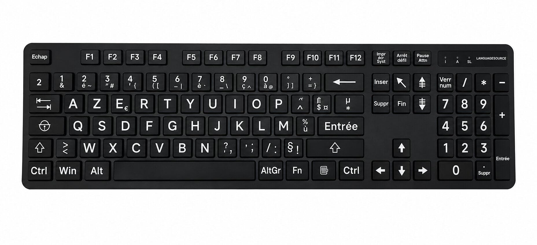 Tastiera francese con stampa grande, layout francese azerty, tastiere USB cablate per computer per ipovedenti e ipovedenti