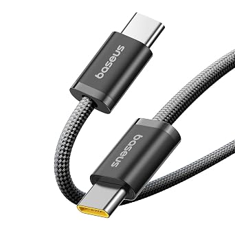 Baseus Dynamic 4 Series 100W PD Hızlı Şarj Kablosu, Type-C to Type-C Örgülü Kablo 1 Metre, iPhone 17/16/15 Pro Max, MacBook, iPad, Android, Galaxy Uyumlu 480Mbps Veri Aktarımı - Siyah