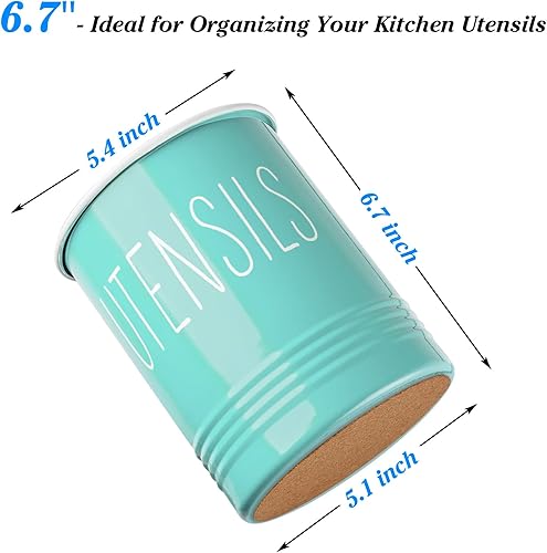 Miniatura 2 de Bivvclaz Soporte para Utensilios de Cocina Verde Azulado, Soporte de Utensilios de 6.7" para Encimera de Cocina, Recipiente para Utensilios de