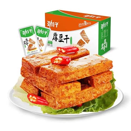 選べる勁仔厚豆干 泡椒味 醤香味 香辣味 麻辣味 豆腐乾 味付けおやつ 小分け スナック菓子(劲仔厚豆干泡椒味, 20gx20点 1箱)の商品画像（Amazon）