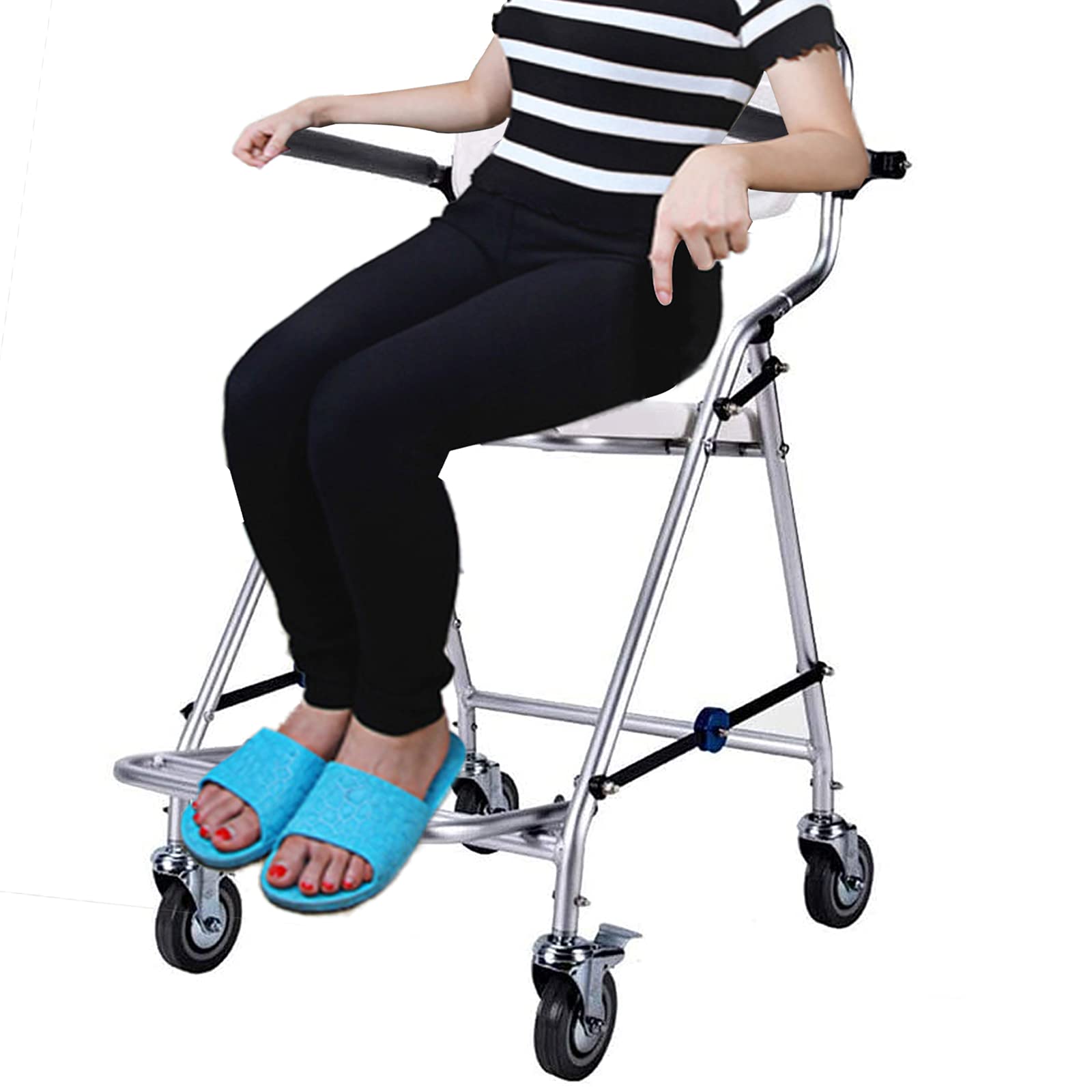 Taburete de Ducha Plegable con Ruedas para Personas Mayores | Taburete de Ducha con Reposabrazos y Respaldo, Sillas de Ruedas para Ducha, Reducir la Actividad para Evitar Lesiones