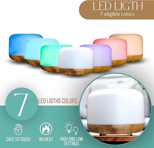 Miniatura 7 de Mystic Romance Difusor de aceite esencial, humidificador de aromaterapia de 16.9 fl oz y luz nocturna para un ambiente relajante en la oficina en