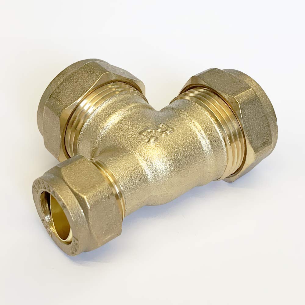Reducing Tee 22mm x 15mm x 22mm Compression WRAS Approved Heavy Pattern Embrass