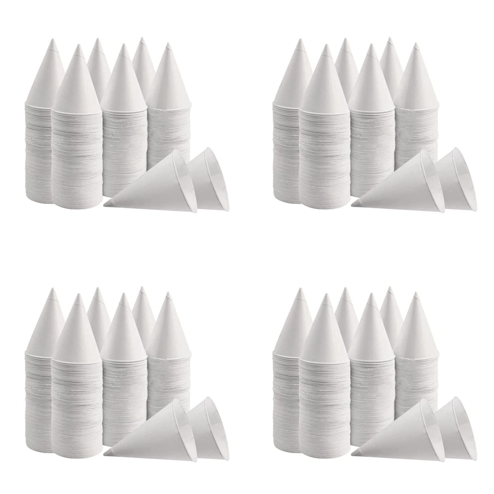 Lckiioy White Paper Cone Cups, Snow Cone Cups,Coated Leakproof Cone Paper Cups for, Shaved Ice, Water 800Pcs