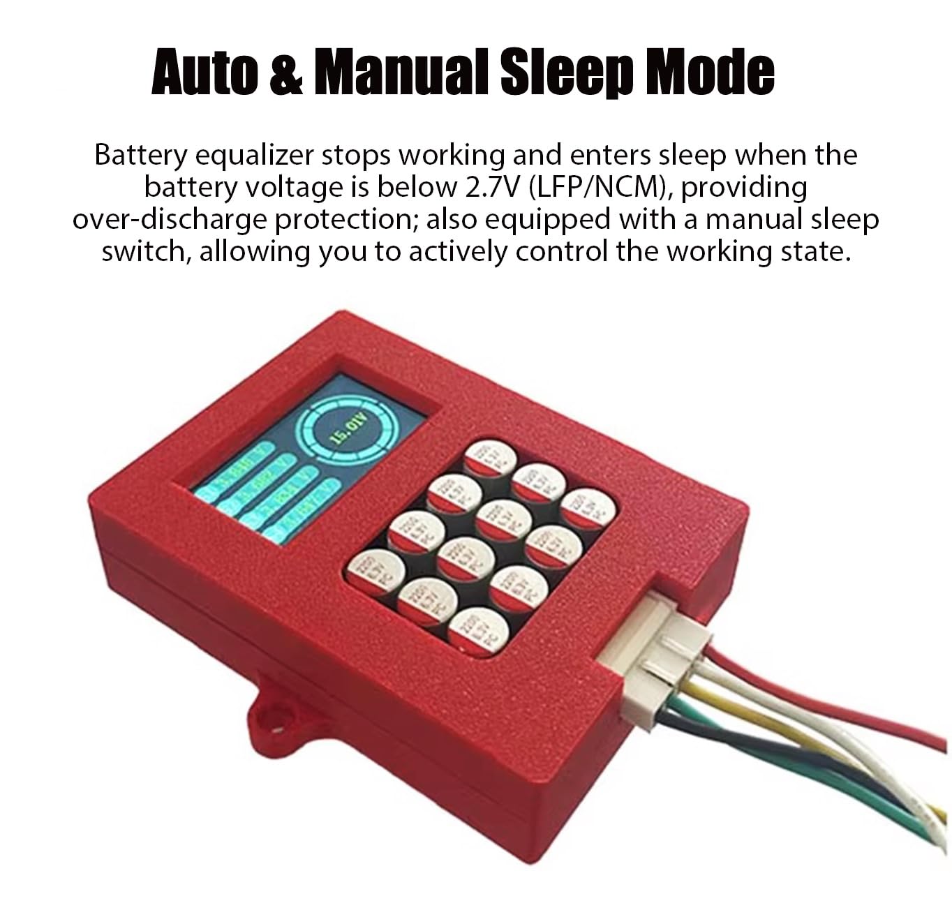 Bilanciatore attivo della batteria 5A LiFePo4, equalizzatore di batteria basato su condensatore 12V 4s, bilanciatore attivo adattivo della batteria 0-5.5A per LFP e NCM, display digitale della