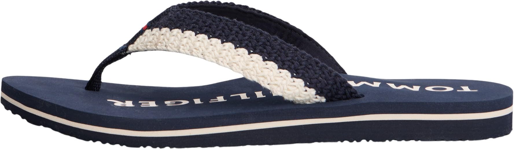 Tommy Hilfiger Women Th Crochet Summer Sandal FW0FW09417 Flip Flops, BLUE, 7.5