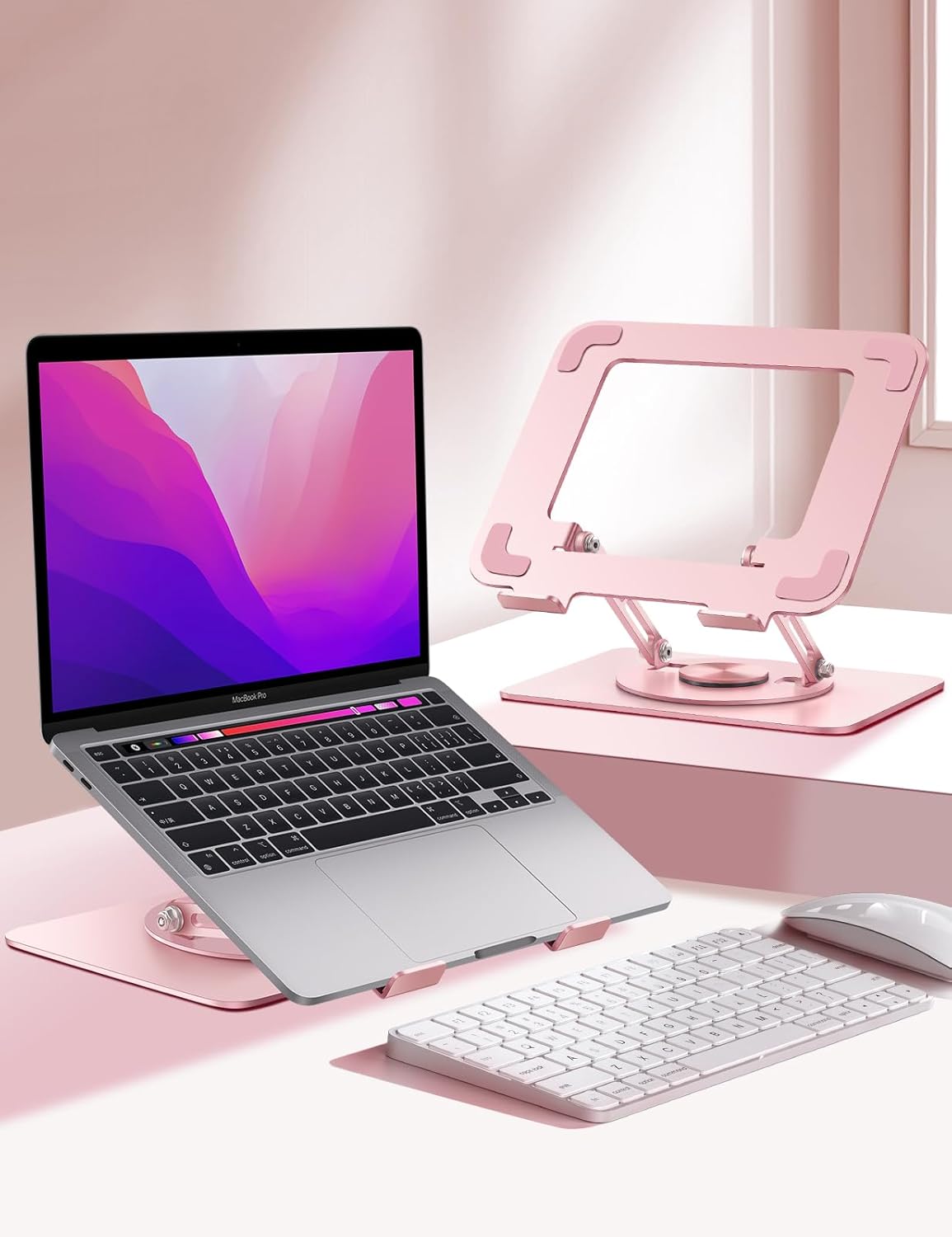 Vaydeer Adjustable Laptop Stand for Desk Computer Stand Riser with 360 Free Rotation Base and Foldable Design Ergonomic