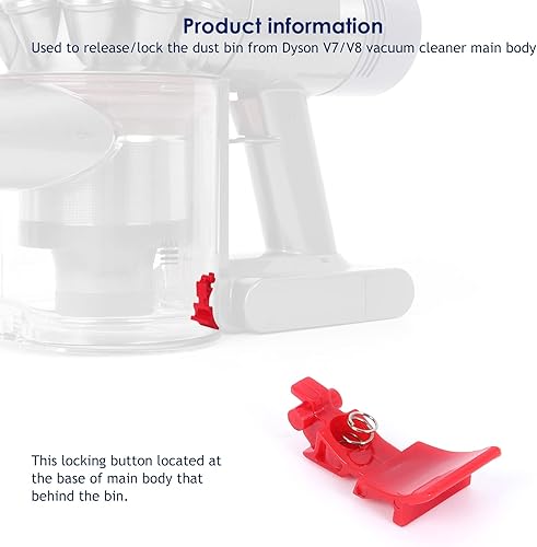 Miniatura 2 de Botón de bloqueo de depósito de polvo compatible con Dyson V7 V8 SV10 SV11 Aspiradora Bloqueo de liberación de la taza de polvo, botón