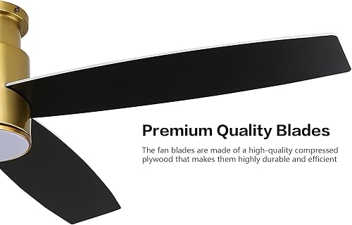 Miniatura 7 de WINGBO Ventilador de techo CC de montaje empotrado de 52 pulgadas con luces y control remoto, 4 aspas reversibles, motor de CC ultra silencioso de 6