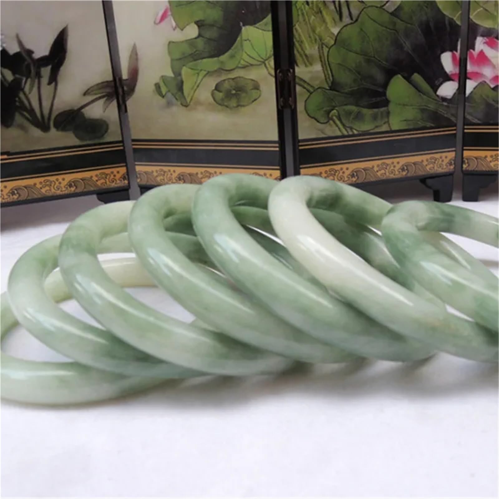 Pulsera de Jade de Barra Redonda Tallada a Mano Guizhou Cui China Natural – Joyería Fina clásica Unisex(56-58mm)