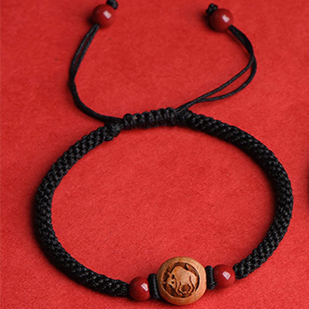 Pulsera Feng Shui, Riqueza, Piedra Cinabrio, Encanto Animal del Zodíaco Chino, Pulsera de Cristal de Chakra de Hilo Rojo, Amuleto de Buena Suerte