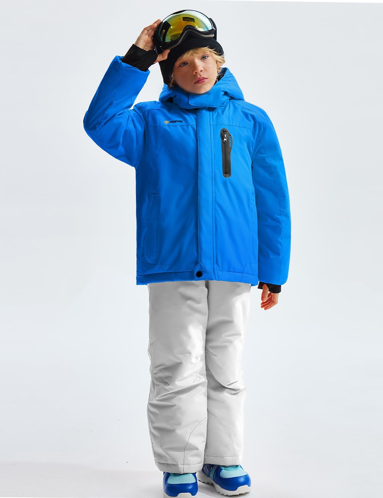 GEMYSE Chaqueta de Esquí Impermeable Niños Abrigo Invierno Antiviento Capucha
