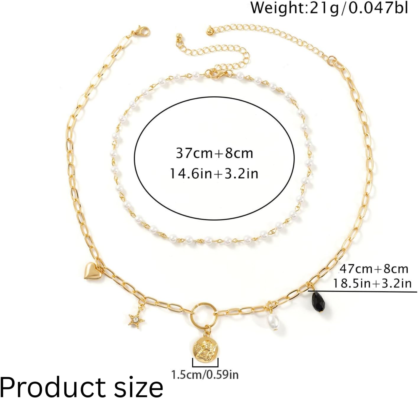 Gold & Pearl Multi Layered Choker Necklace | Boho Aesthetic Coin Pendant Fashion Jewelry | 2PCS Layering Necklaces for women - Image 3