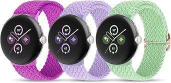 BlackPro Google Pixel Watch 2/Pixel Watch ile Uyumlu  rg l  Bantlar Solo D ng , 3l  Paket Ayarlanabilir Esnek Naylon Elastik Kay lar Google Pixel i in Y kseltilmi  Konnekt rl  Kad n Erkek