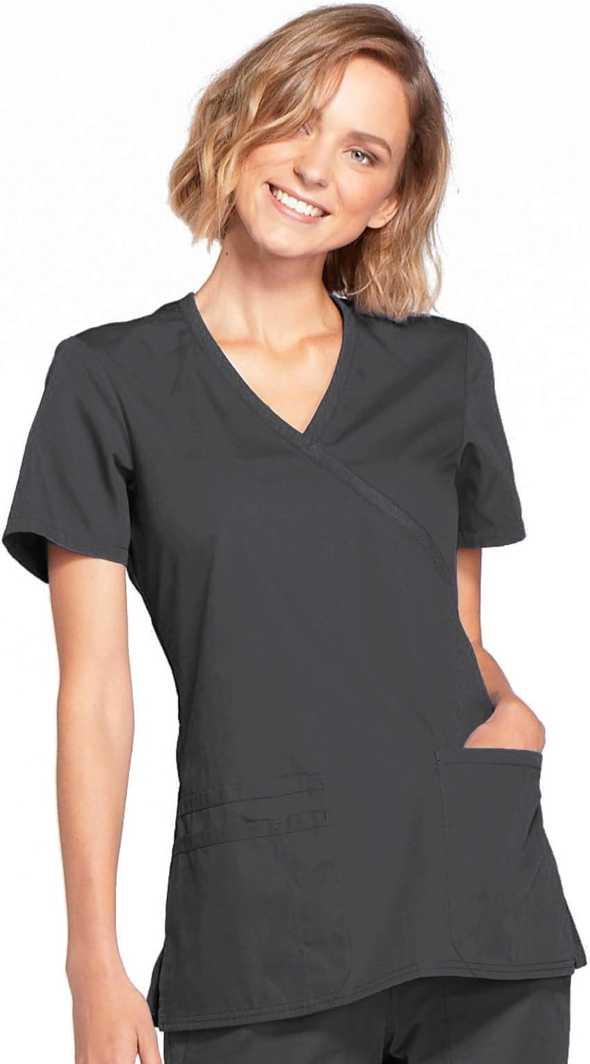 womens Workwear Core Stretch Mock Wrap Scrubs Shirt Medical Scrubs (pack of 1)