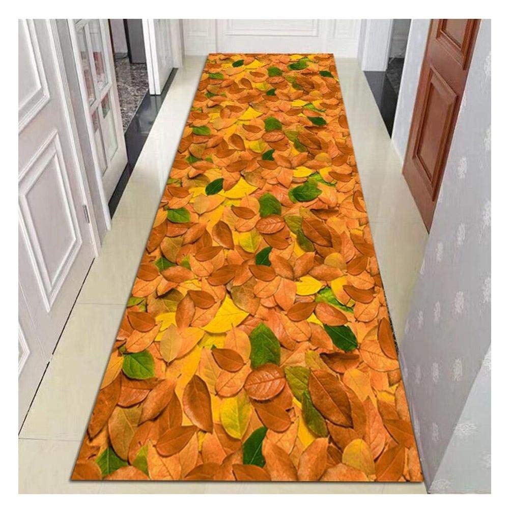 Alfombra para pasillo antideslizante MU que evita caídas y protege suelos con diseño de hojas 3D
