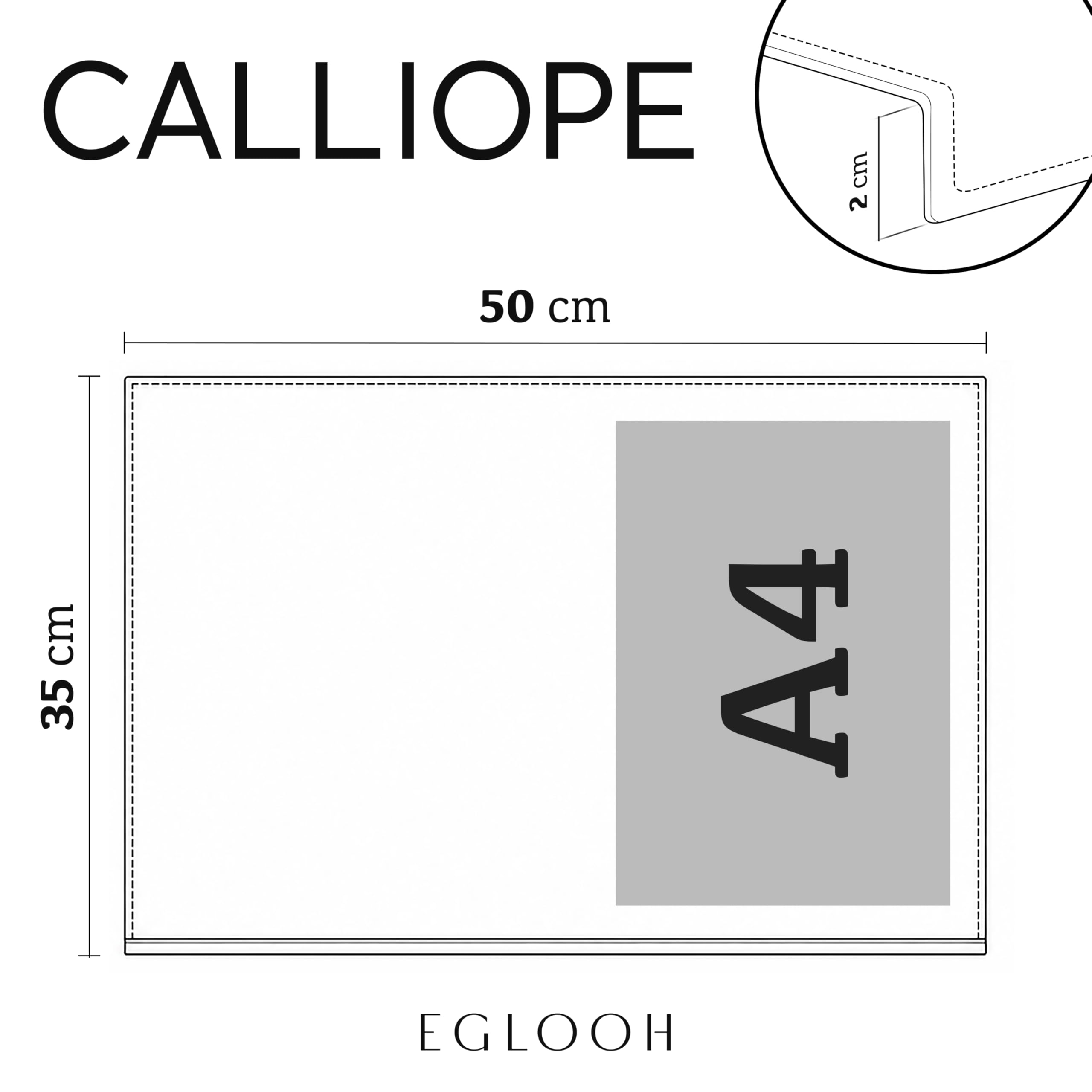 Eglooh - Calliope - Sous main bureau cuir avec Protège-rebord - Tapis de bureau XXL, Grand tapis de souris antidérapant - Accessoire bureau Fabriqué en Italie