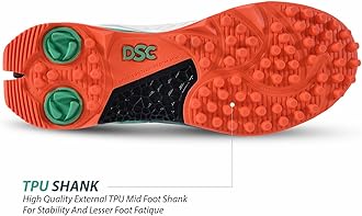 DSC Jaffa 22 Cricket Sport Shoes | Color: Sea Green-Fluro Orange| Size: 12US/11UK/45EU | For Men & Boys | Breathable Mesh | Non-Slip Sole | Improved Stability | Embossed Design | Durable & Lightweight