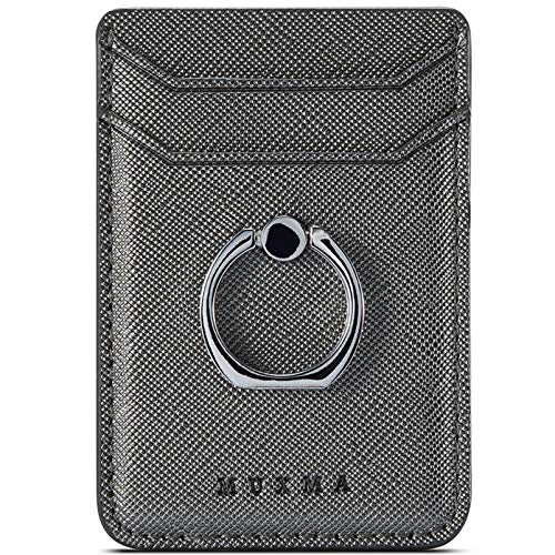 Card Holder for Back of Phone, Cell Phone Credit Wallet with Ring Pocket Stick on iPhone