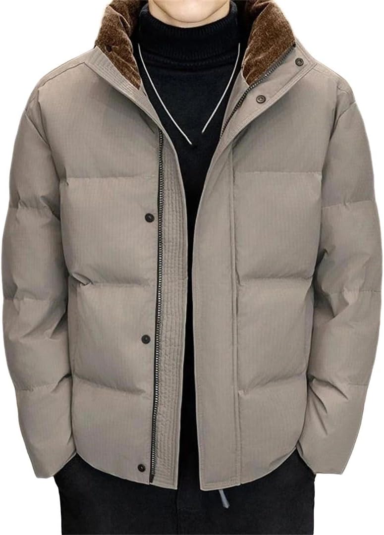 Mens Fall Winter Warm Lightweight Cotton Padded Jacket Thicken Outerwear