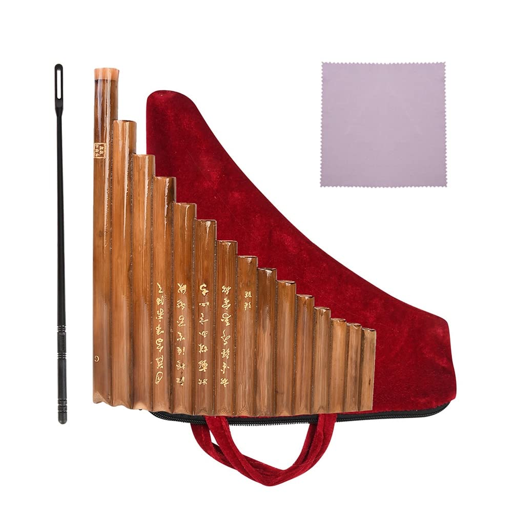 15 Pipe G Key Flauta Pan Folk Instrumento musical Pan Flauta Bambú Panpipes Chino tradicional Instrumento de viento de madera