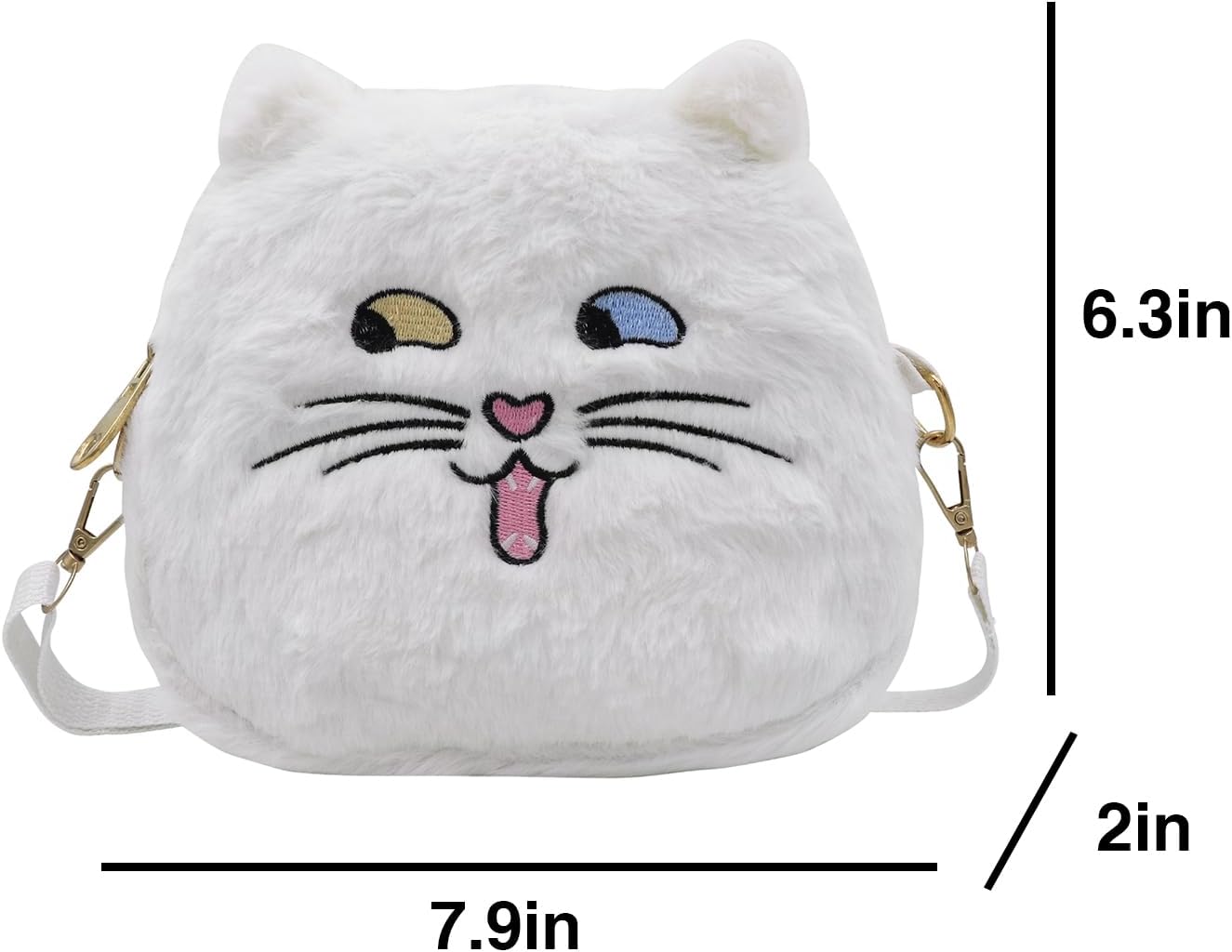 Cute Cat Crossbody Purse Pink Small Fluffy Satchel Shoulder Bag Animal Plush Messenger Bag Kawaii Purse for Women