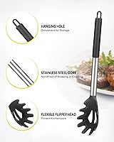 Vista 2 de AR3T Home Essentials - Juego de cucharón y tenedor de silicona para pasta, utensilios de cocina antiadherentes grandes para cocinar, servir