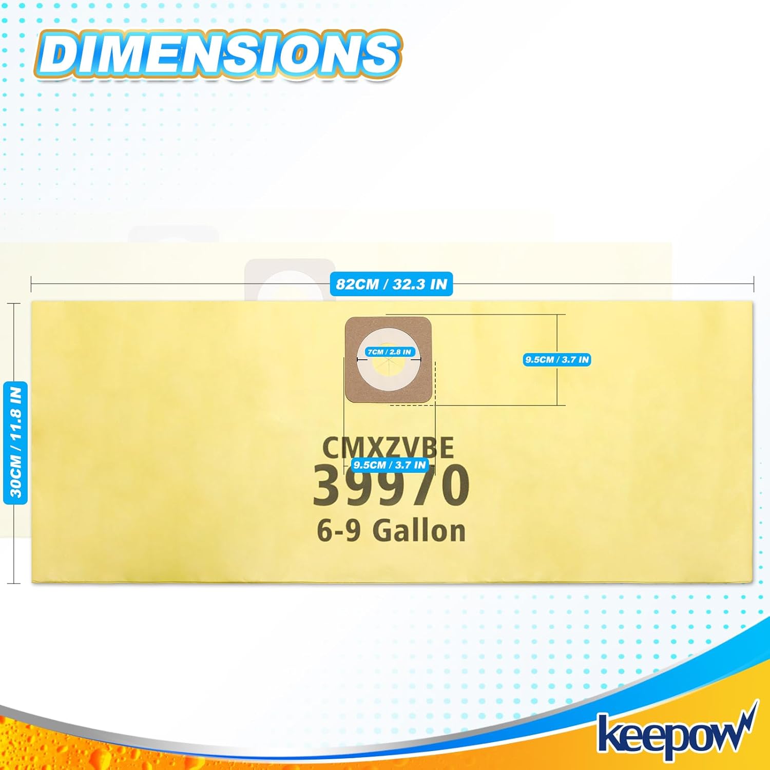 KEEPOW 39970 Shop Vac Bags for Craftsman 6 and 9 Gallon Wet/Dry Vac CMXEVBE17584, CMXEVBE17590, CMXEVBE18590, CMXEVBE18690, CMXEVBE17155, Replace Part CMXZVBE39970, Fine Dust Bag