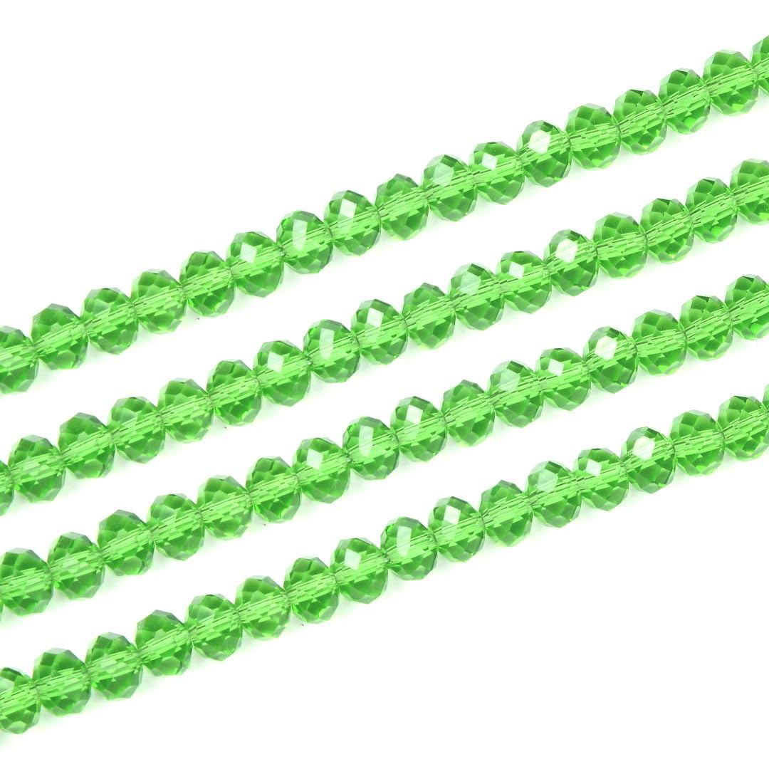350pcs Czech Faceted Rondelle Crystal Glass Beads 8mm Bulk Peridot Green