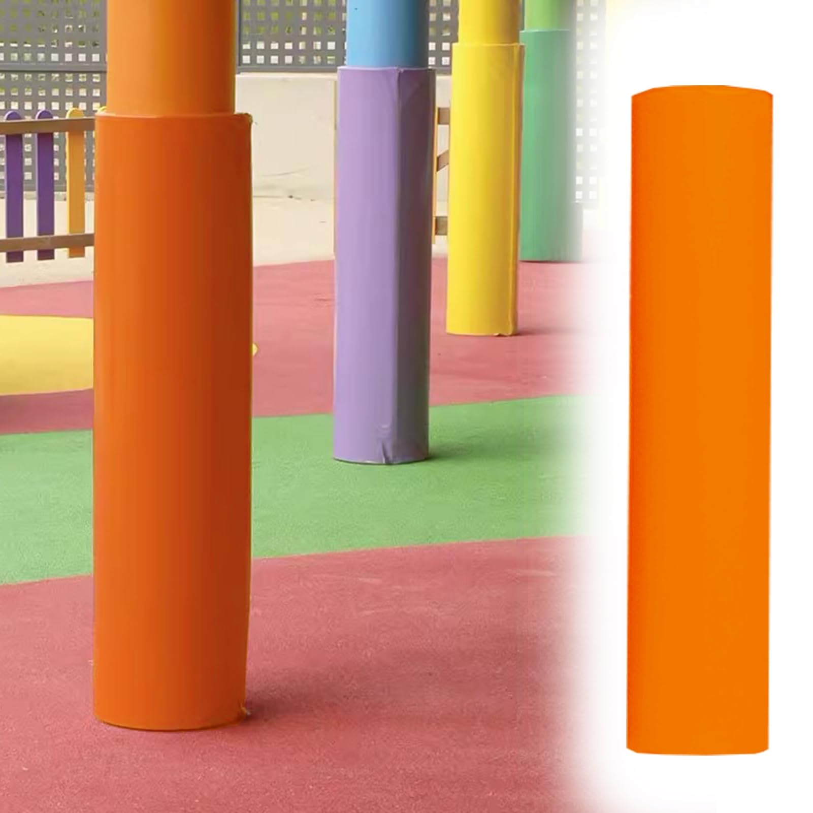All Weather Round Column Pole Padding, Safety Pole Wrap Column Cover for Community/Playground, Professional Pole Anti-collision Protector Pad(Orange,Dia-5.5"/14cm)