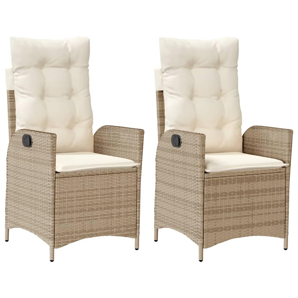 vidaXL Tuinstoelen 2 st met kussens poly rattan beige, gazonstoel