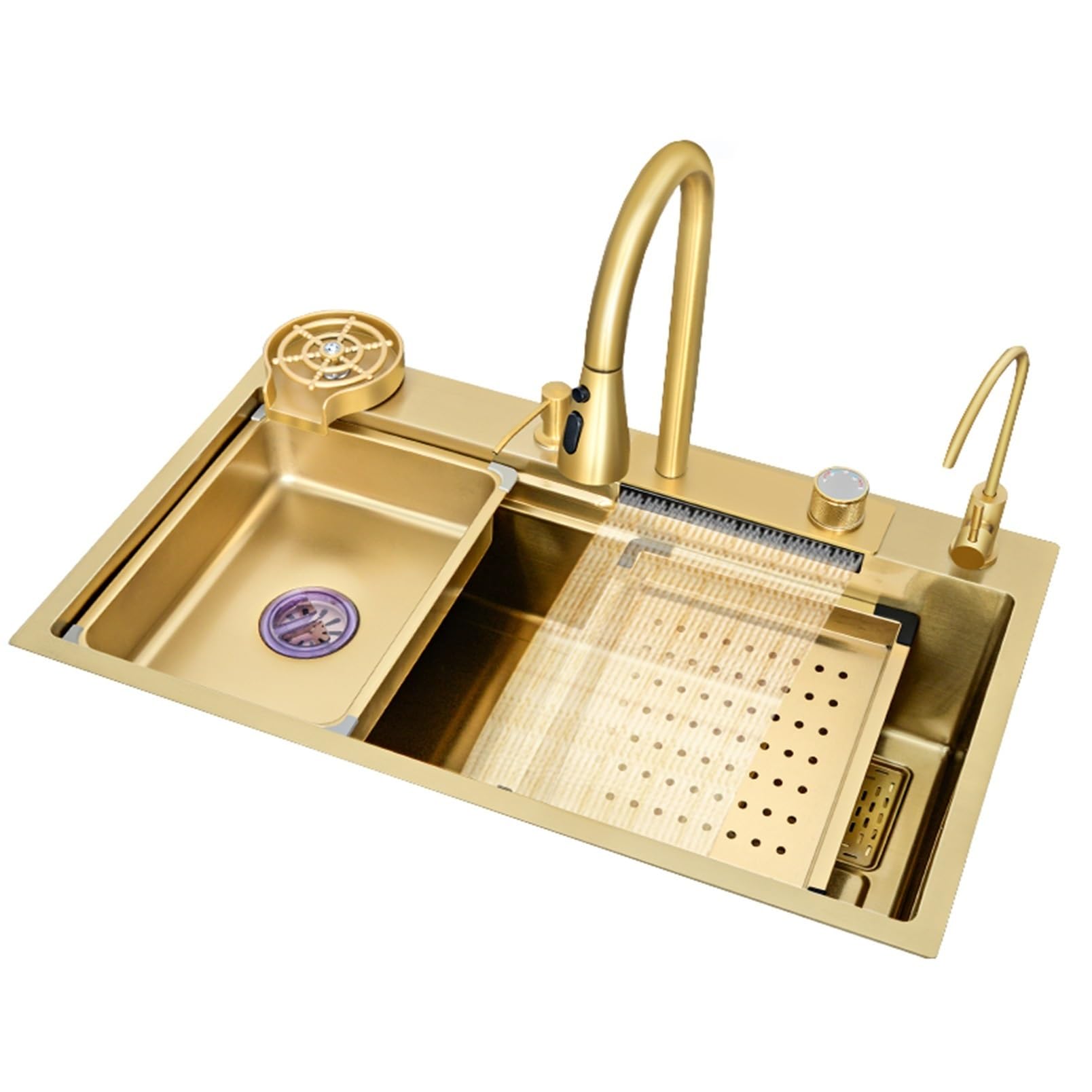 Golden Sink - Fregadero de cocina de acero inoxidable 304 con una sola ranura de 4 mm de grosor