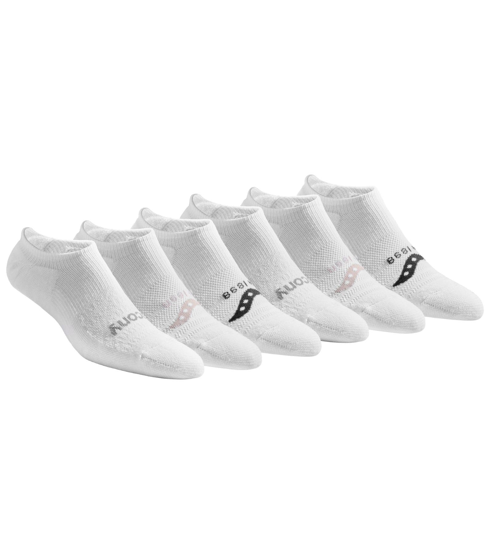 Saucony Men's RunDry Mesh Ventilating Comfort Fit Performance No-Show Socks, Available in M-XXL (6, 12, 18 Pairs)