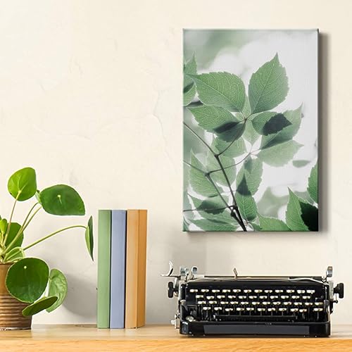 Miniatura 4 de Renditions Gallery Sunlit Leaves II - Arte de pared, decoración natural verde colorida, arte único de rama de árbol botánico, lienzo de alta calidad