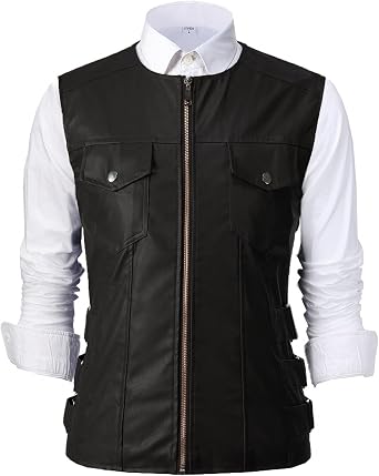 Mens Classic Leather Waistcoat Club Style Motorcycle Bikers Premium Leather Vest