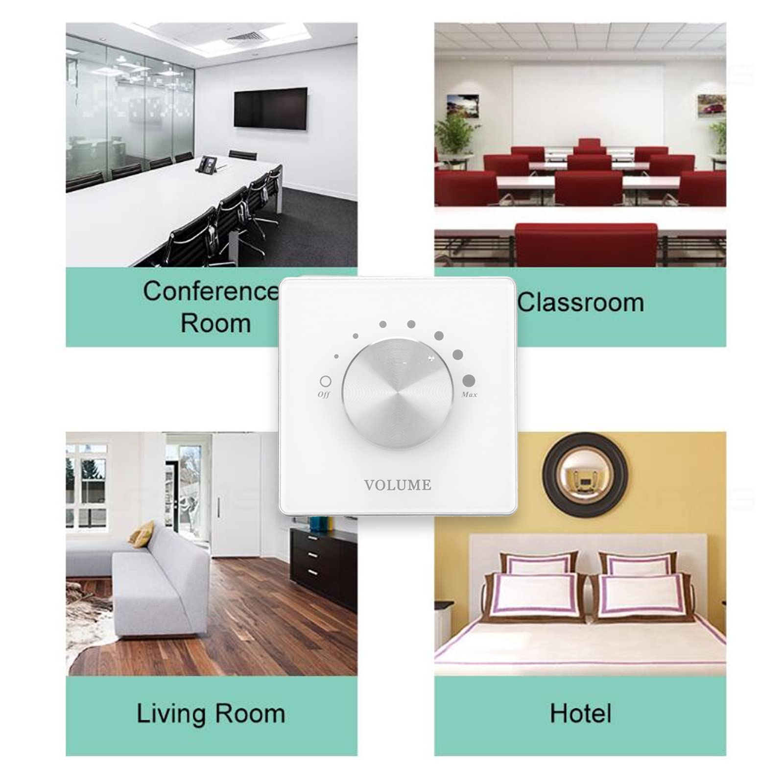 Control de Volumen del Altavoz en la Pared, Sistema de Audio para el Hogar Controlador de Volumen Inteligente con Ajuste de Volumen de 7 Niveles, Panel de Volumen con Perilla