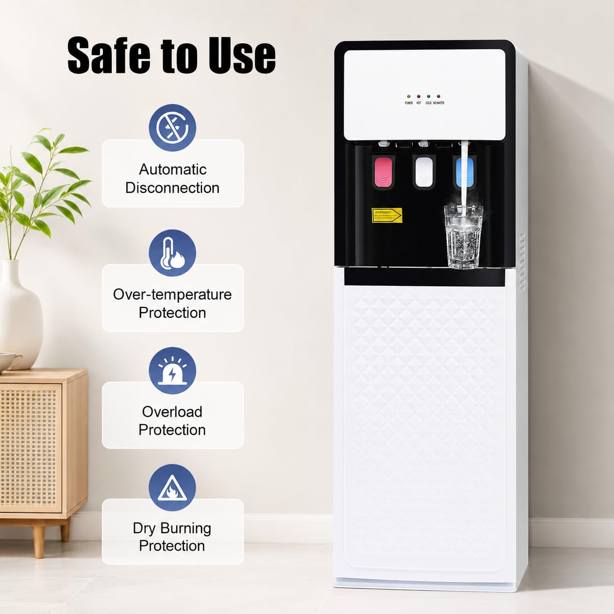 Fuente de agua fría y caliente, dispensador de carga inferior, oficina