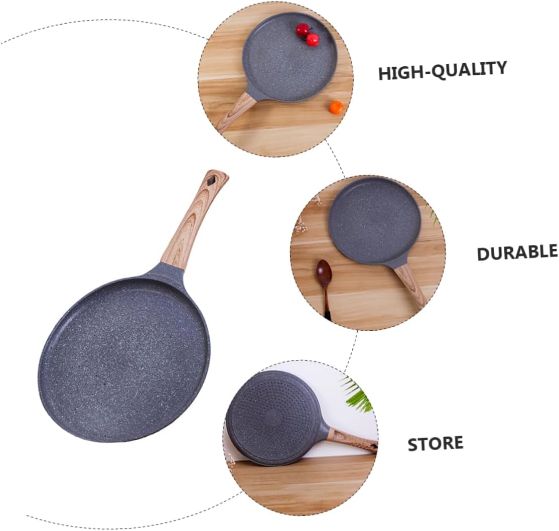 Cabilock 1Pc Non Stick Frying Pan for Home Use Omelette Bbq Cooking Pan Sturdy Handle Easy to Clean for Fried Potatoes and Steaks