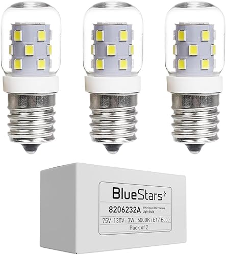 Miniatura 12 de BlueStars - 2 paquetes de bombilla para horno microondas 8206232A, 40 W, 125 V, base E17, compatible con la bombilla de microondas bajo capó
