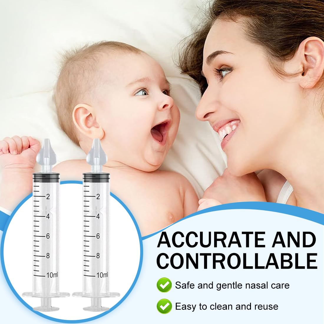Système de rinçage des sinus, mouches bébé seringue nasale Lot de 6-Dispositif, seringues avec embouts silicone souple, Professionnel pour irrigateur nasal nettoyeur de nez pour nourrisson portable