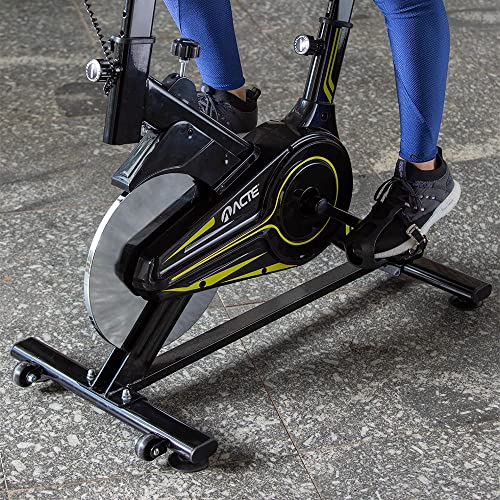 Acte, Bicicleta para Spinning Roda Livre Freio Mecânico 8Kg - Preto Amarelo