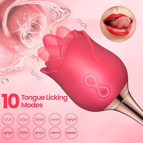 Miniatura 2 de Rose Toy Vibrator for Women, 2 in 1 with 10 Vibration Modes, G Spot Rose and Clitoral Vibrator, High-Frequency Clitoral Tongue Licking Toy, Nipple
