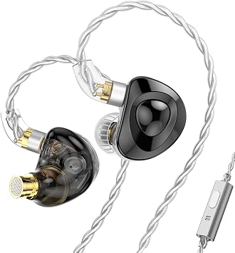 FEDAI TRN MT4 in Ear Monitor Earbuds, TRN MT4 in-Ear Earbud with 10mm Composite Magnetic Dynamic in-Ear Earphone Headphones HiFi Headset with Detachable C Pin 0.75MM Cablewith mic, Black