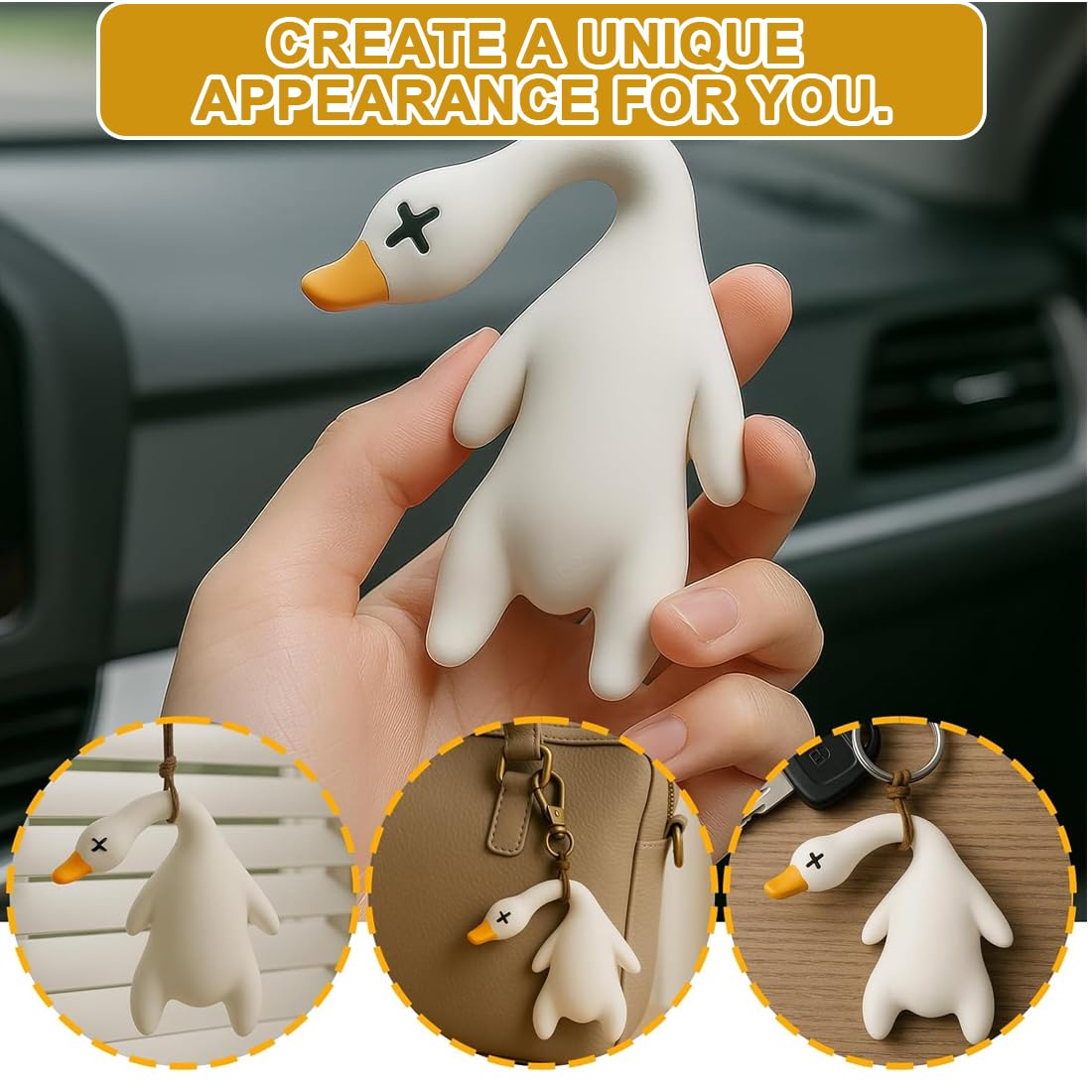 Ciondolo Per Auto A Forma Di Anatra Con Cappello E Occhiali, Decorazione Oscillante Per Specchietto Retrovisore, In Gesso, Simpatico E Originale