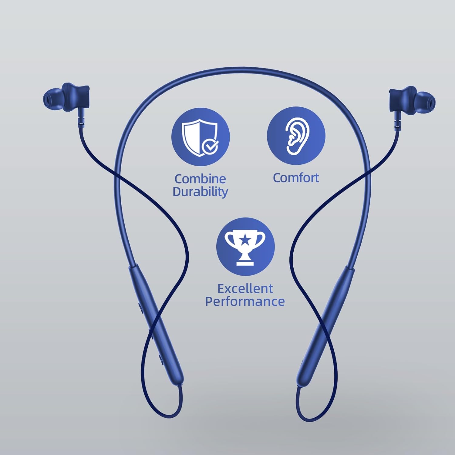 Neckband Earbuds Bluetooth with Stereo Sound,Headphones Wireless with 60 Hours Playtime,Wireless Headphones,Ear Buds Wireless Bluetooth Earbuds (Blue3) - Image 3