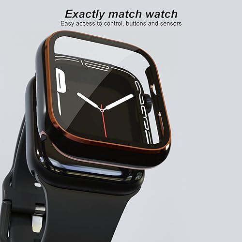 Miniatura 5 de ISENXI Funda compatible con Apple Watch de 1.614 pulgadas Series 78, cubierta rígida de policarbonato, protector de pantalla de vidrio templado