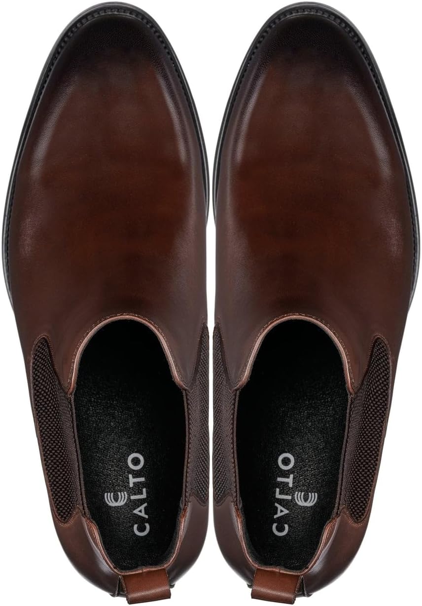 CALTO Men's Invisible Height Increasing Elevator Shoes - Premium Leather Slip-on Chelsea Boots - 2.8 Inches Taller - Image 6