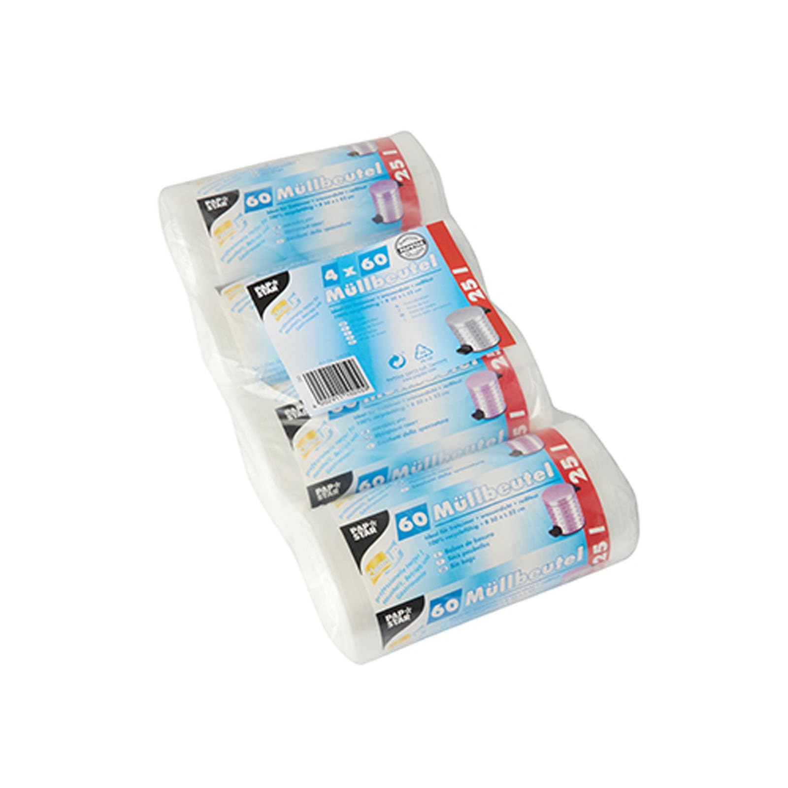 Papstar | 240 Sacchetti per Spazzatura, Materiale HDPE, capacità 25 l, Dimensioni 52 cm x 50 cm, Colore Trasparente, 240 Sacchetti x 4 Confezioni