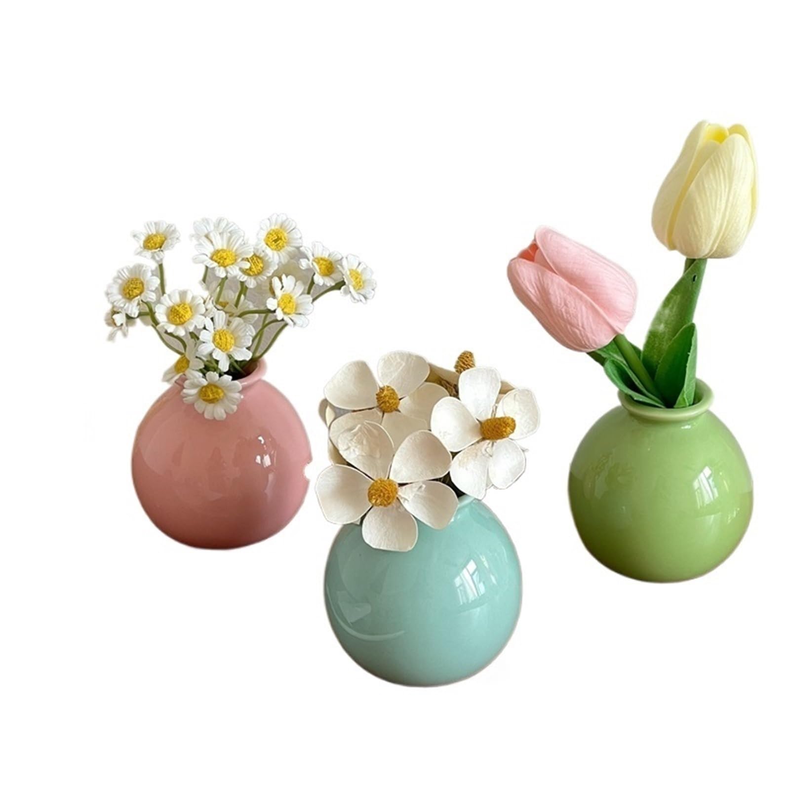 Mini Vase Flower Vase Hydroponics Vases Creative Room Decor Mini Plant Bottle Pots Desktop Ornament Craft(3PCS setD)